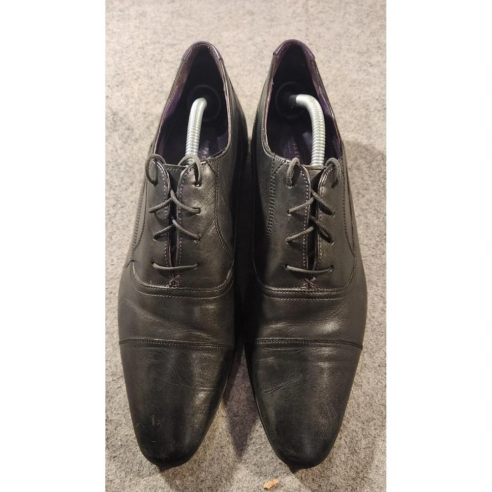Ted Baker ROGER 2 Shoes Mens Size 11.5 Black Leather Cap Toe Oxford Dress Formal